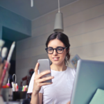 Student holding phone