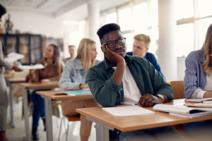 College student in class