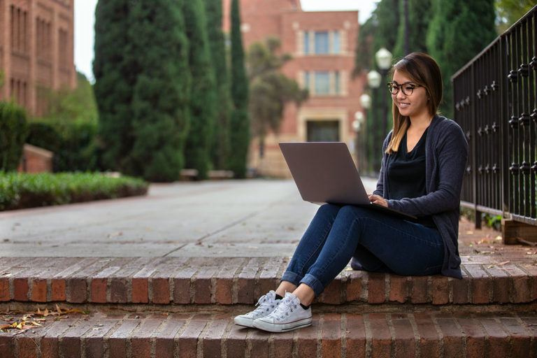 College student on campus