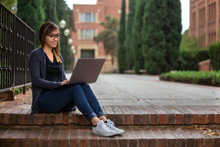 College student on campus