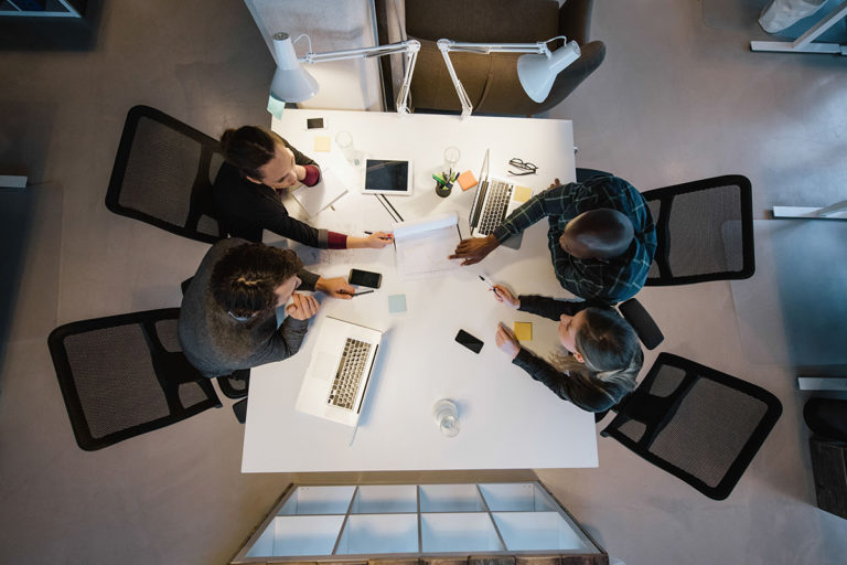 Top Down View of Students Working