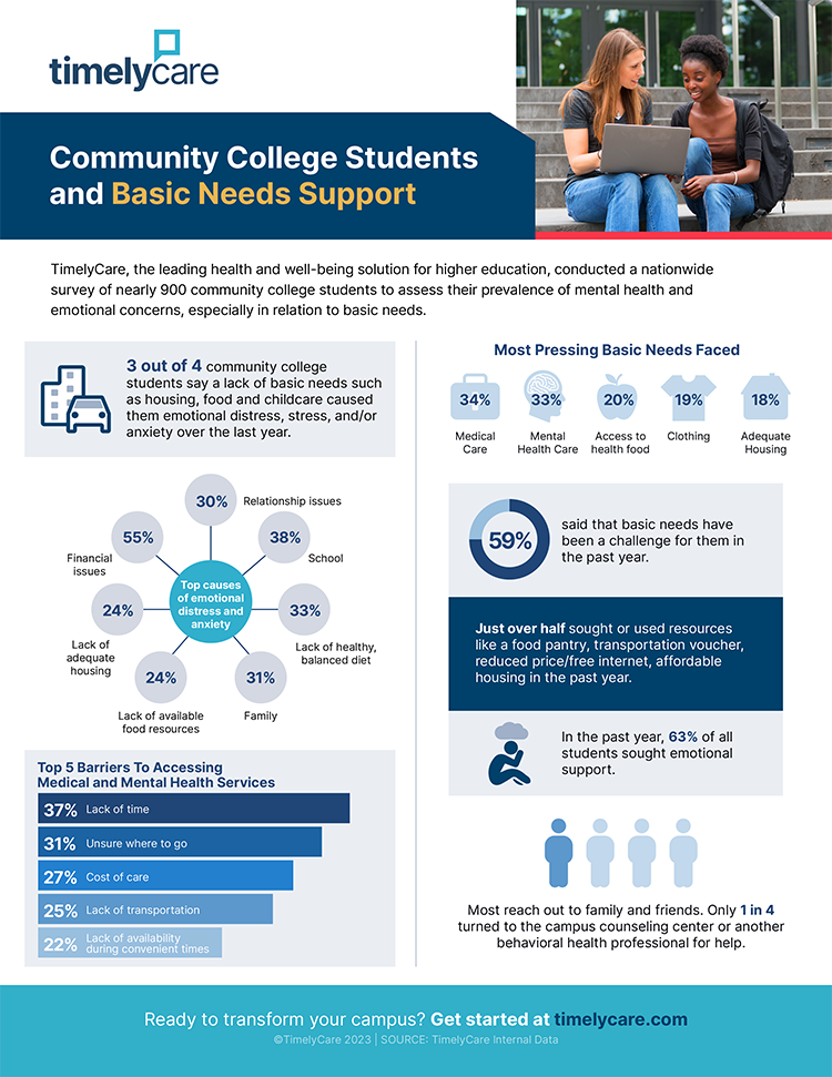 Community college and basic needs support infographic