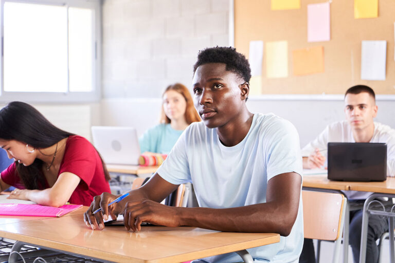 College student in classroom