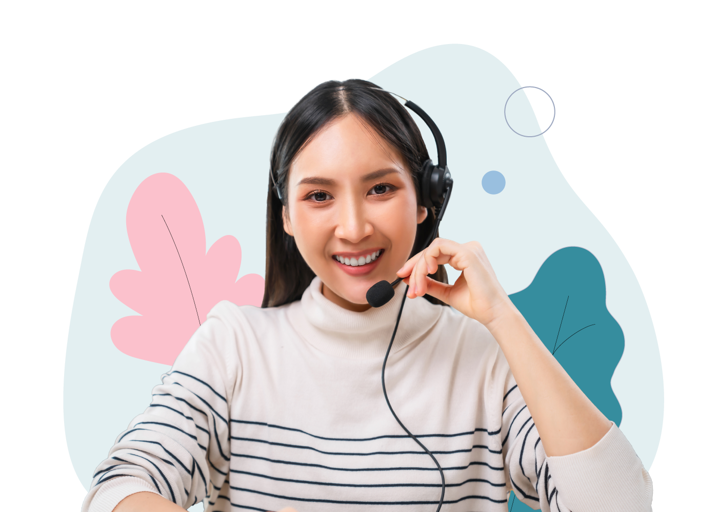 Support person on phone via headset