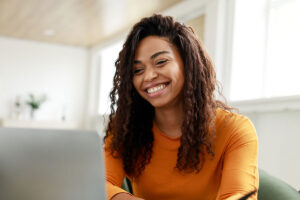 College student studying on computer