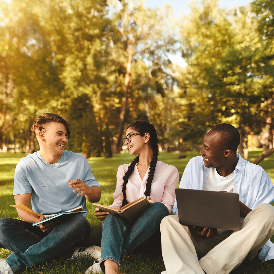 Student sitting outside