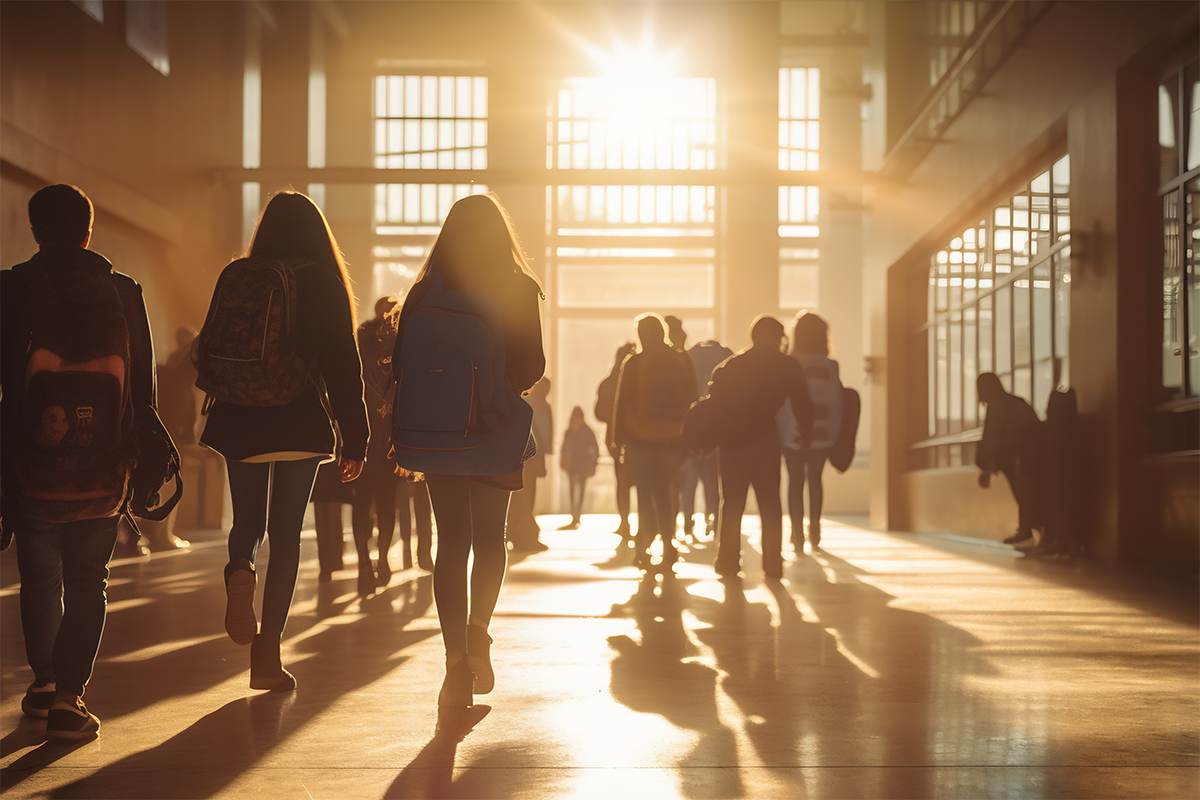Students walking on campus