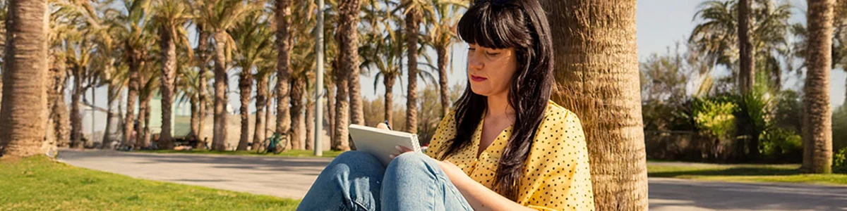 Student sitting outside